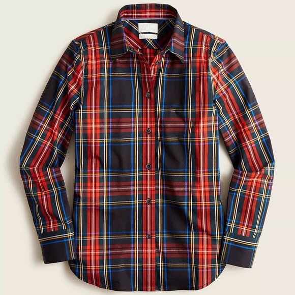 J. Crew Slim Fit Stretch Cotton Poplin Shirt In Stewart Tartan Plaid Button Down - Picture 1 of 10